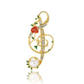 Alloy Rhinestone Pearl Music Note Brooch Pin For Coats view 5