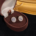 Alloy Oval Rhinestone Stud Earrings With Silver Pins Fashion OL Geometric Sweet Jewelry view 1