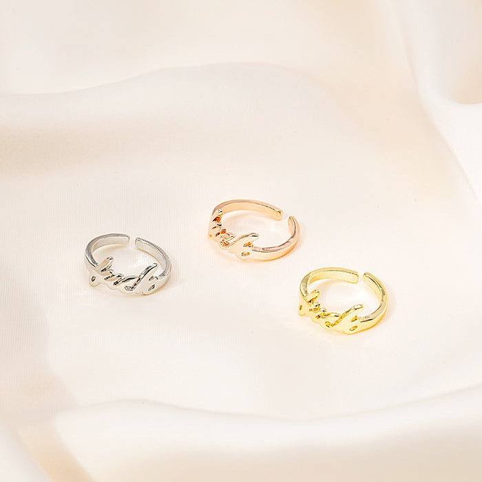 European American Personalized Engraved Letter Ring For Women, Minimalist Trendy Fashion Jewelry