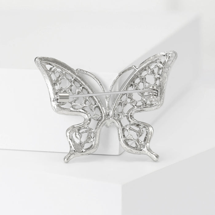 Alloy Pearl Butterfly Brooch With Rhinestones For Blazer Accessories