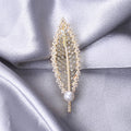 Pearl Alloy Leaf Brooch Pin For Suit Jackets And Coats view 3