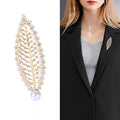 Pearl Alloy Leaf Brooch Pin For Suit Jackets And Coats view 2