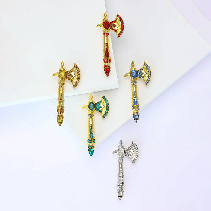 Alloy Rhinestone Axe Brooch For Men's Suits And Coats