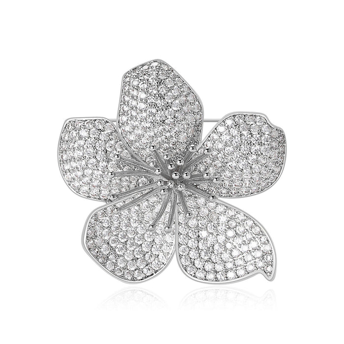Metal Alloy Zircon Peach Blossom Lapel Pin For Suit Decoration Brooch
