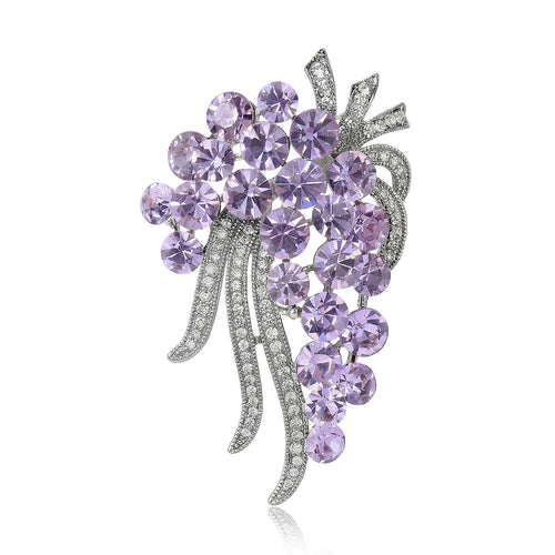 Copper Zircon Violet Crystal Brooch For Elegant Suit Decoration