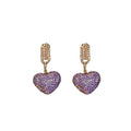Alloy Heart Zircon Stud Earrings With Silver Posts Minimalist Light Luxury Sweet Cool Style view 5