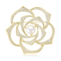 Alloy Zircon Pearl Camellia Brooch For Suits And Qipao Dresses view 1