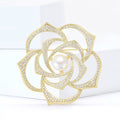 Alloy Zircon Pearl Camellia Brooch For Suits And Qipao Dresses view 2