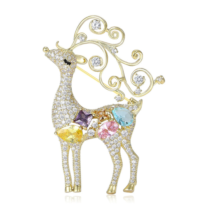 Alloy Zircon Deer Brooch For Cute Animal Suit Decoration
