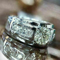 Luxury Full Pave Zircon White Gold Plated Women's Engagement Ring view 4