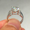 Classic Four Prong Luxury Cluster Zircon Full Stone Bridal Engagement Wedding Ring For Women view 2