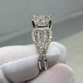 Classic Four Prong Luxury Cluster Zircon Full Stone Bridal Engagement Wedding Ring For Women view 4