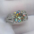 Classic Four Prong Luxury Cluster Zircon Full Stone Bridal Engagement Wedding Ring For Women view 3