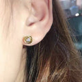 Korean Simple Gold Plated Copper Stud Earrings Metal Woven Micro Pave Zircon Ear Jewelry view 2