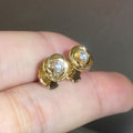Korean Simple Gold Plated Copper Stud Earrings Metal Woven Micro Pave Zircon Ear Jewelry view 4