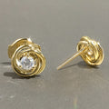 Korean Simple Gold Plated Copper Stud Earrings Metal Woven Micro Pave Zircon Ear Jewelry view 3