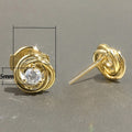 Korean Simple Gold Plated Copper Stud Earrings Metal Woven Micro Pave Zircon Ear Jewelry view 5