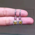 Fashion Magazine Style Long Colorful Rhinestone Bridal Dangle Earrings For Wedding Women view 3