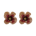 Alloy Faux Crystal Flower Stud Earrings With Silver Needle For Women Sweet Cool Statement Style view 5