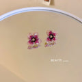 Alloy Faux Crystal Flower Stud Earrings With Silver Needle For Women Sweet Cool Statement Style view 4