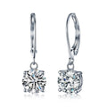 Classic Four Prong Zircon Ear Cuff Earrings For Women Copper Platinum Plated Dangle Jewelry view 3