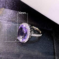 Faux Amethyst Micro Pave Zircon Ring Large Oval Color Stone Engagement Ring For Women view 5