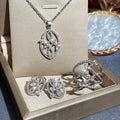 Nature Vine Cubic Zirconia Jewelry Set For Women, Copper Necklace Earrings Ring Set view 5