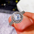 Elegant Bridal Micro Pave Round Zircon Ring For Women, Noble Wedding Accessory Jewelry view 3