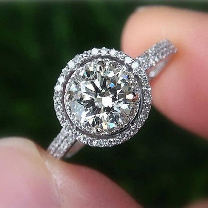 Elegant Bridal Micro Pave Round Zircon Ring For Women, Noble Wedding Accessory Jewelry