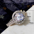 Elegant Bridal Micro Pave Round Zircon Ring For Women, Noble Wedding Accessory Jewelry view 5