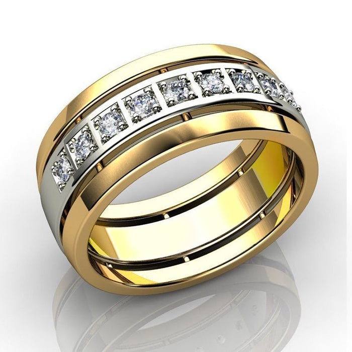 European American Two Tone Couple Rings Trendy Unisex Minimalist Index Finger Ring For Women