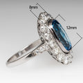 Luxury Women's Ring With Aquamarine Blue Zircon Inlay For Anniversary Dinner Jewelry view 5