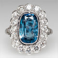 Luxury Women's Ring With Aquamarine Blue Zircon Inlay For Anniversary Dinner Jewelry view 2