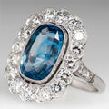 Luxury Women's Ring With Aquamarine Blue Zircon Inlay For Anniversary Dinner Jewelry view 3