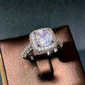 European American Square Round Zircon Ring Light Luxury Micro Pave Full Diamond Women's Ring view 3