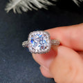 European American Square Round Zircon Ring Light Luxury Micro Pave Full Diamond Women's Ring view 4