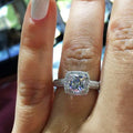 European American Square Round Zircon Ring Light Luxury Micro Pave Full Diamond Women's Ring view 2