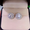 Creative Sunflower Zircon Stud Earrings For Women, Diamond Inlaid Fashion Jewelry view 3