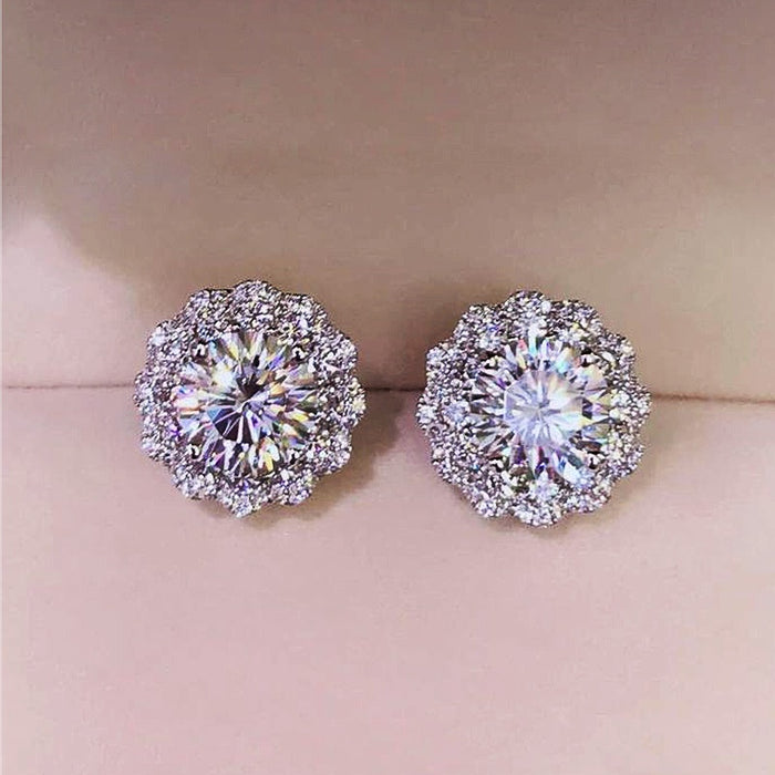 Creative Sunflower Zircon Stud Earrings For Women, Diamond Inlaid Fashion Jewelry