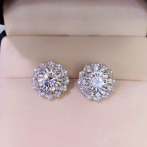Creative Sunflower Zircon Stud Earrings For Women, Diamond Inlaid Fashion Jewelry