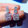 Light Luxury Square Zircon Long Dangle Earrings For Wedding Dinner Bridal Jewelry view 2