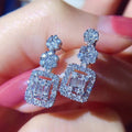 Light Luxury Square Zircon Long Dangle Earrings For Wedding Dinner Bridal Jewelry view 3