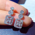 Light Luxury Square Zircon Long Dangle Earrings For Wedding Dinner Bridal Jewelry view 1