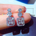 Light Luxury Square Zircon Long Dangle Earrings For Wedding Dinner Bridal Jewelry view 4