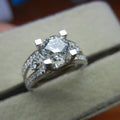 Luxury Sparkling Round Zircon Women's Ring Wedding Anniversary Celebration Gift Jewelry view 2