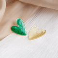 Elegant Irregular Green Enamel Heart Stud Earrings For Women With Gold Tone Alloy Fashion Earrings view 4