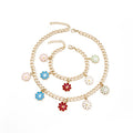 Bohemian Candy Color Enamel Flower Necklace And Bracelet Set, Fashion Colorful Floral Jewelry view 1