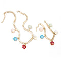 Bohemian Candy Color Enamel Flower Necklace And Bracelet Set, Fashion Colorful Floral Jewelry view 3