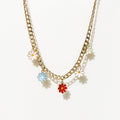Bohemian Candy Color Enamel Flower Necklace And Bracelet Set, Fashion Colorful Floral Jewelry view 2