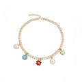 Bohemian Candy Color Enamel Flower Necklace And Bracelet Set, Fashion Colorful Floral Jewelry view 5